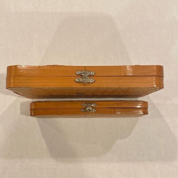 Vintage Lillian Vernon Nesting Pencil Cases Bamboo Cane Woven 2 Pieces - Picture 8 of 12